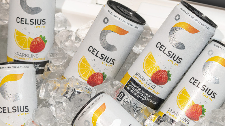 Cans of Strawberry lemonade CELSIUS 