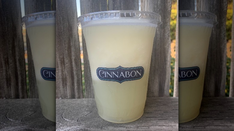 A cup of frozen lemonade from Cinnabon