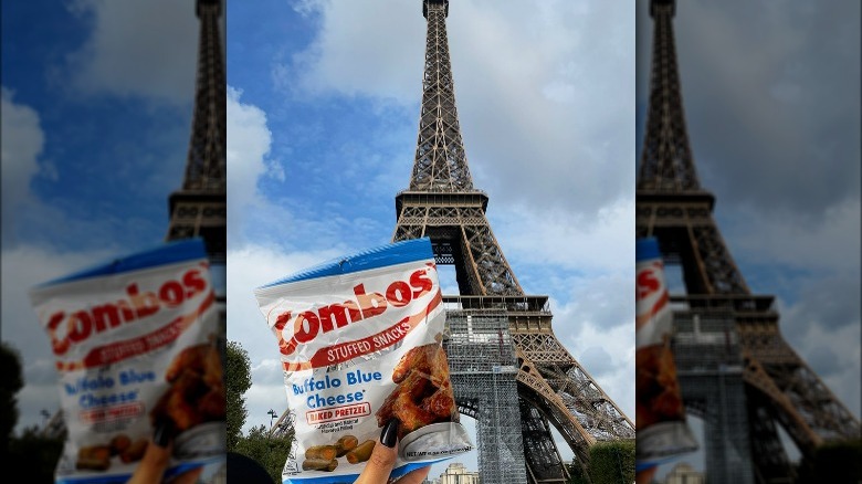 Combos Buffalo Blue Cheese next to the Eiffel Tower