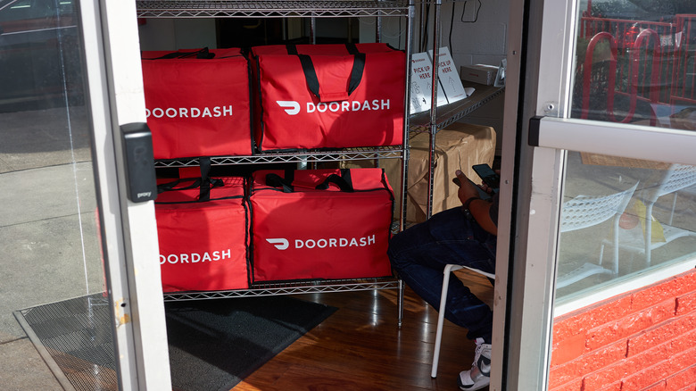 DoorDash food bags stacking up