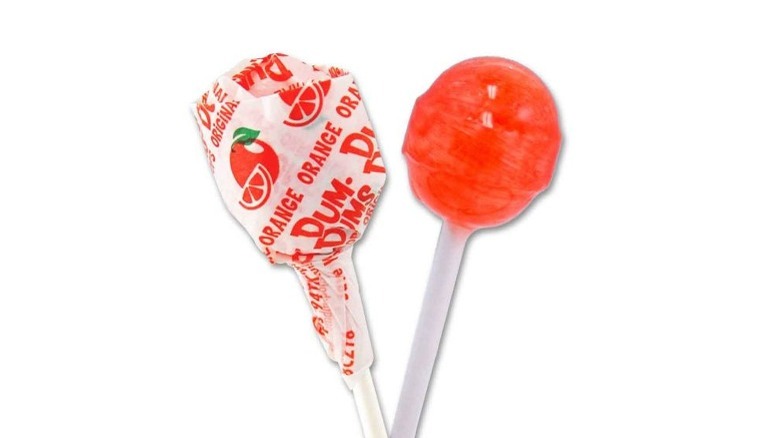 Orange Dum Dums lollipop