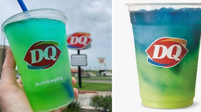 Dairy Queen tropical lemonade twist held outside DQ