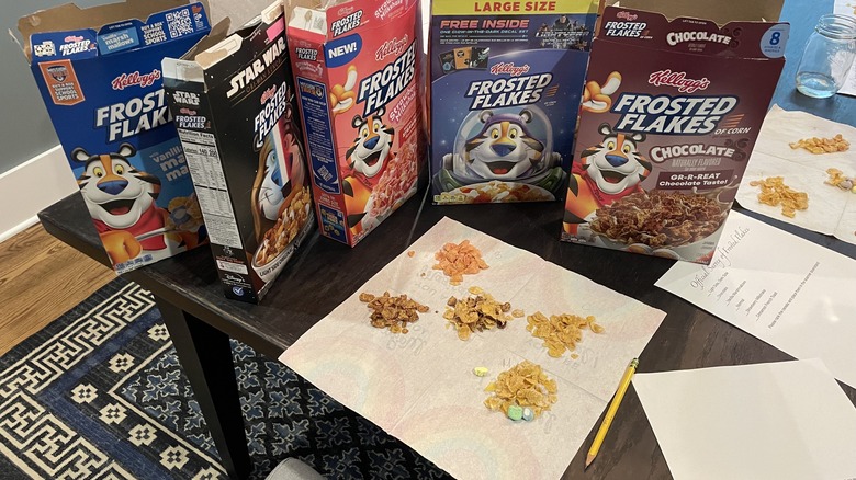 Frosted Flakes cereal boxes