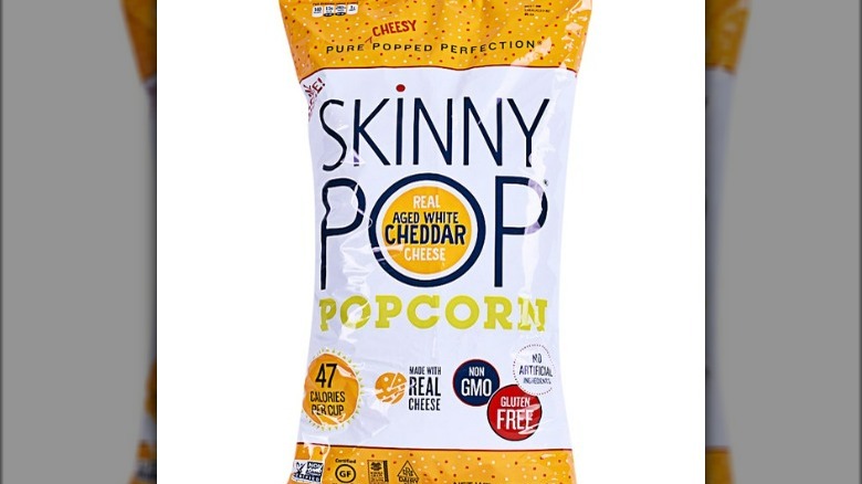 A bag of Aged White Cheddar Popcorn