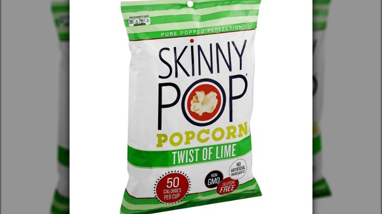 A large bag of SkinnyPop's Twist of Lime Popcorn