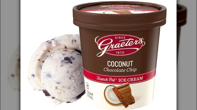 Pint scoop Graeter's coconut chocolate ice cream