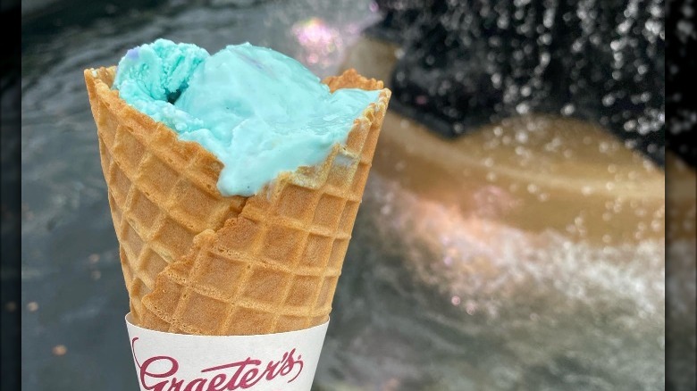 blue ice cream in cone 