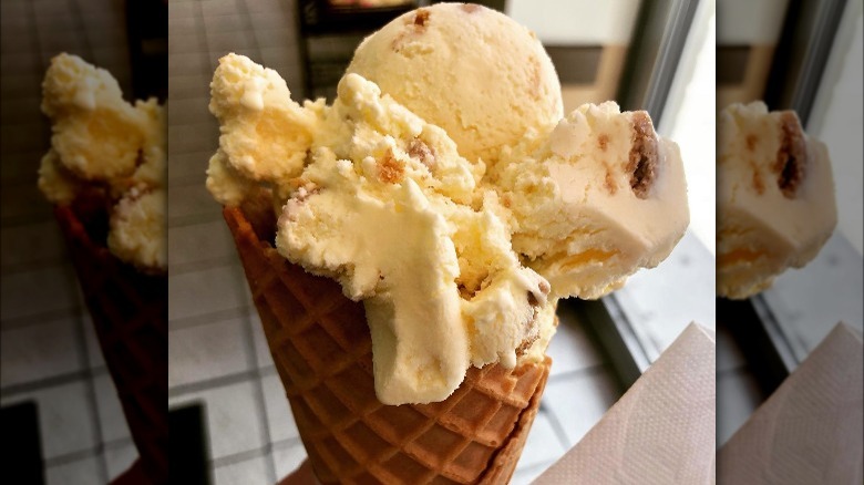 key lime pie ice cream held in cone