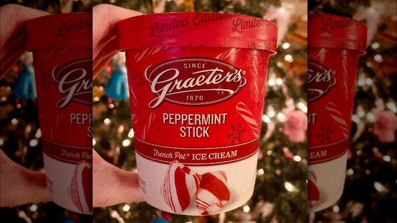 Graeter's peppermint stick ice cream pint christmas tree