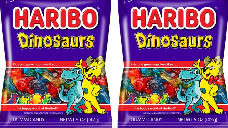 Two bags of Haribo dinosaurs