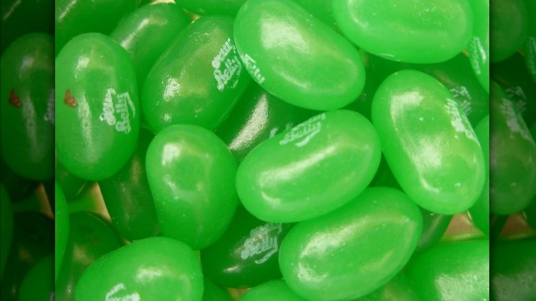 Closeup of Green Apple jellybeans