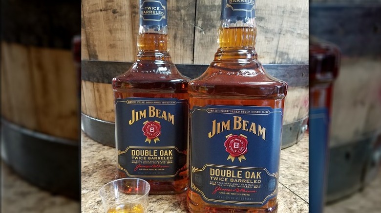 two bottles Jim Beam