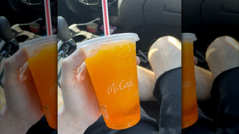 A McDonald's Tropical Mango Slushie drink.