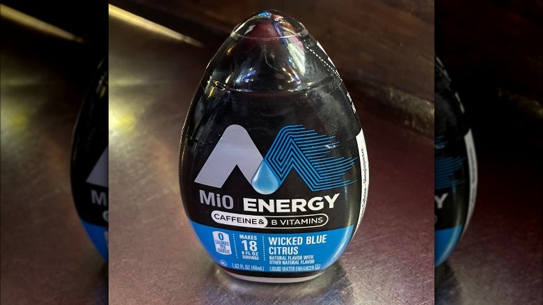 MiO Energy Wicked Blue Citrus water enhancer on a table