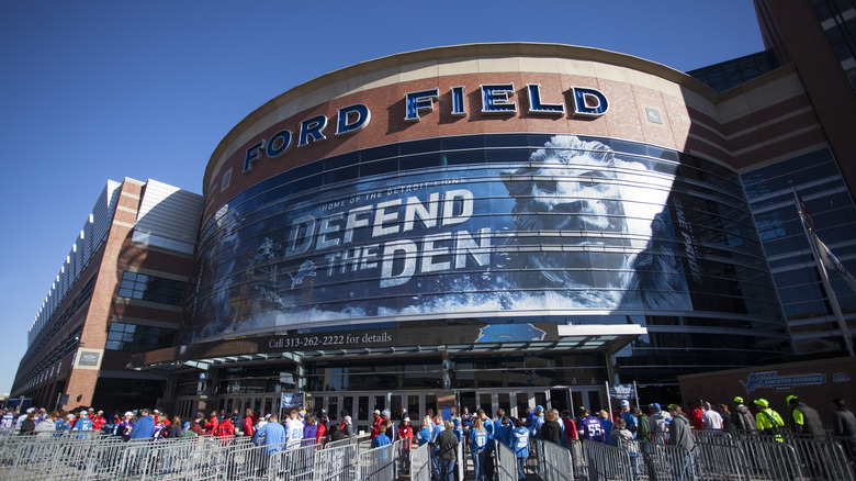 ford field entrance with a crowd