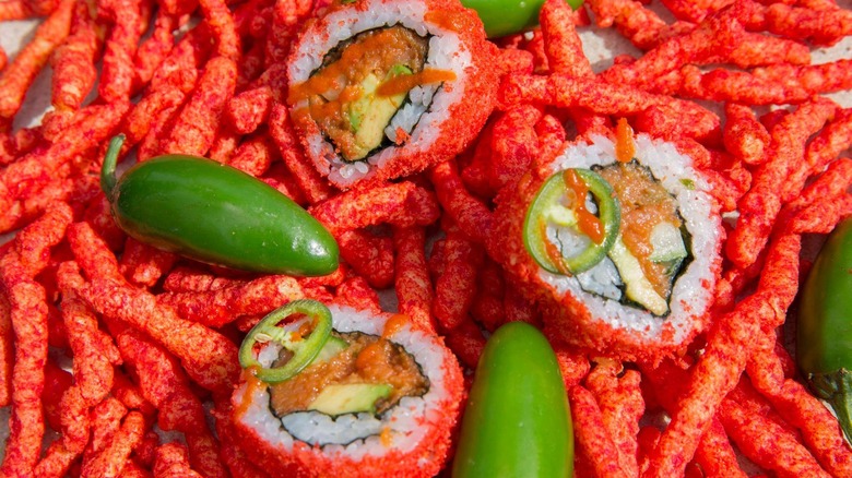 hot cheetos sushi with jalapenos