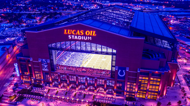 lucas oil stadium in blue light