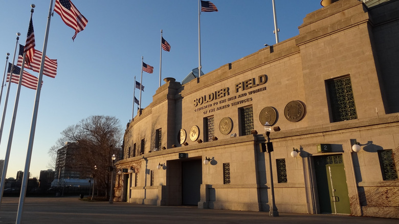 soldier field with american flags