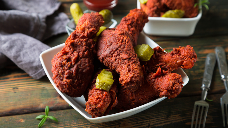 nashville hot chicken with pickles