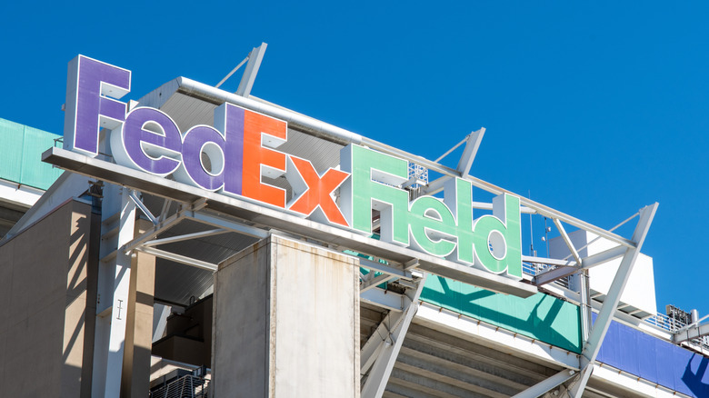 fedex field logo with blue sky