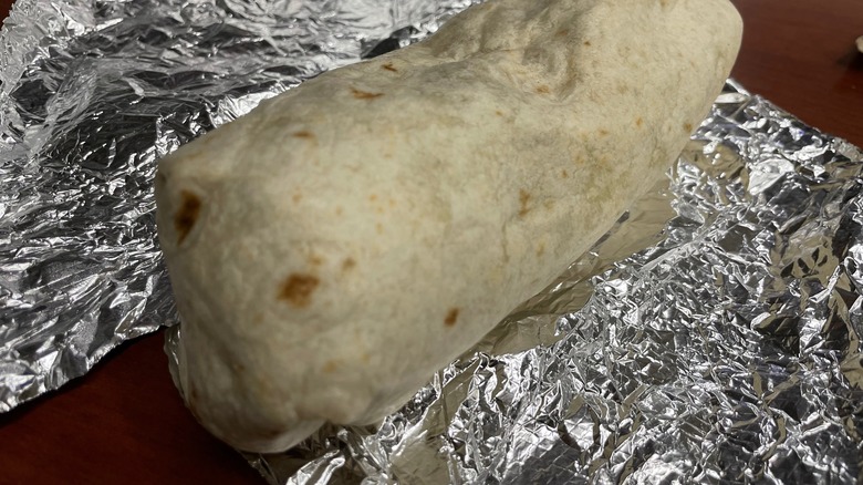 burrito on aluminum foil