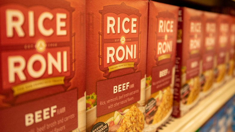 boxes of beef Rice-A-Roni