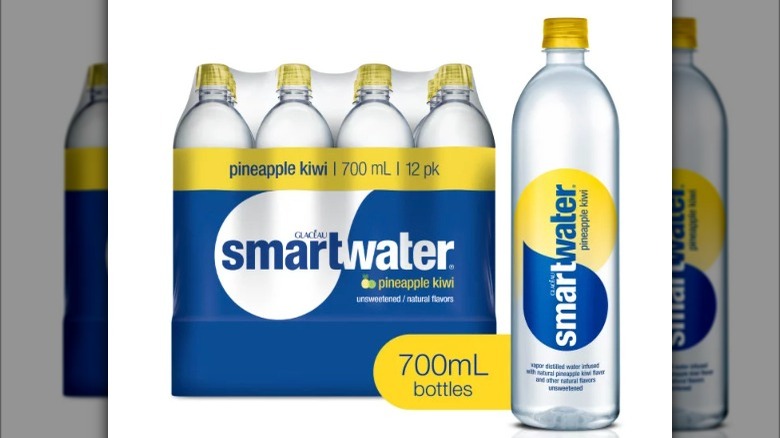 A bottle of pineapple kiwi smartwater