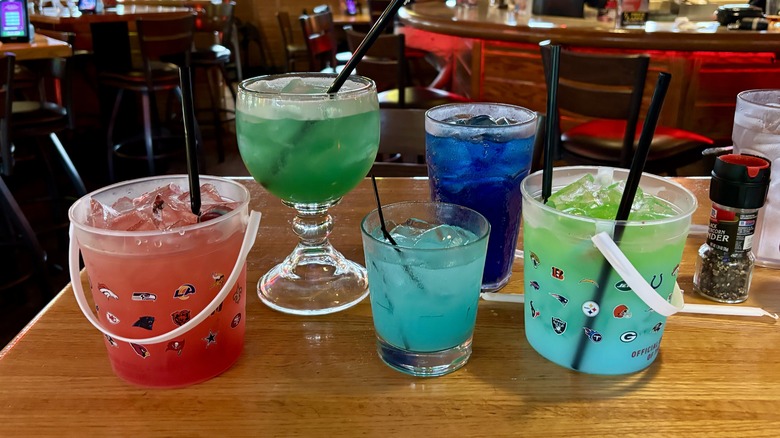 four cocktails and a Mnt Dew