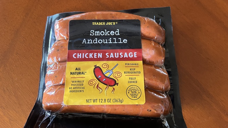 package of smoked andouille sausage