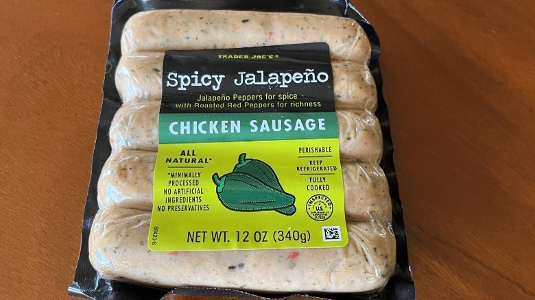 package of Spicy Jalapeño chicken sausage