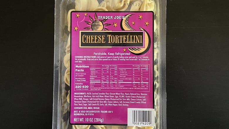 package of Trader Joe's Cheese Tortellini 