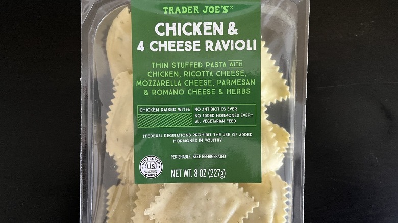 package of Trader Joe's Chicken & 4 Cheese Ravioli