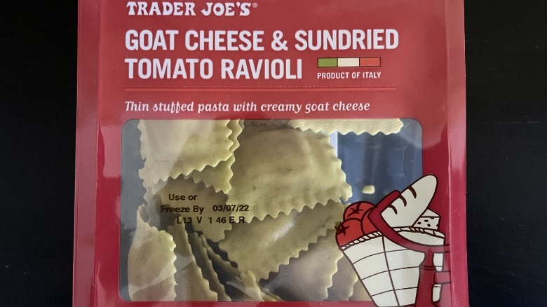 package of Trader Joe's Goat Cheese & Sundried Tomato Ravioli