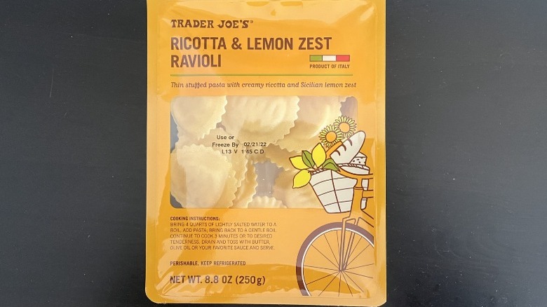 package of Trader Joe's Ricotta & Lemon Zest Ravioli