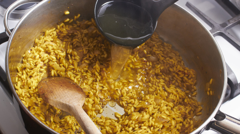 making risotto on stove