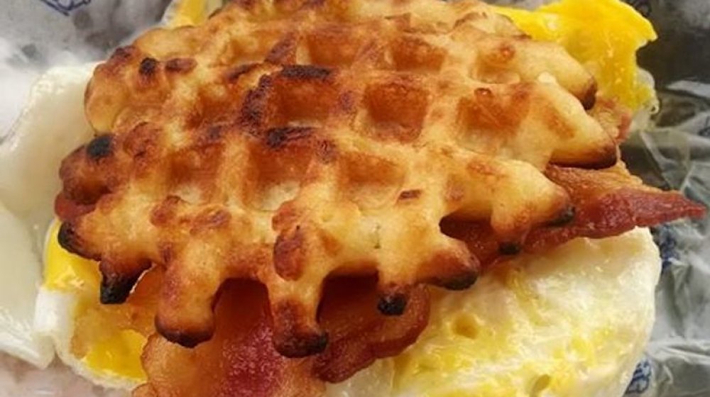 Bacon Egg and Cheese Waffle Slider from white castle