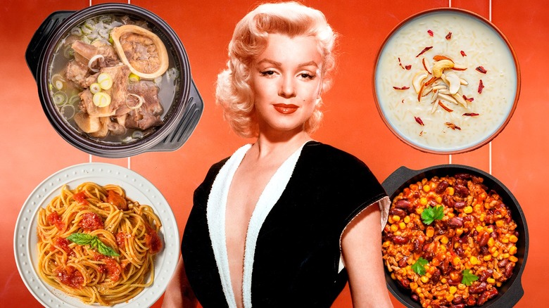 Marilyn Monroe four plates of food