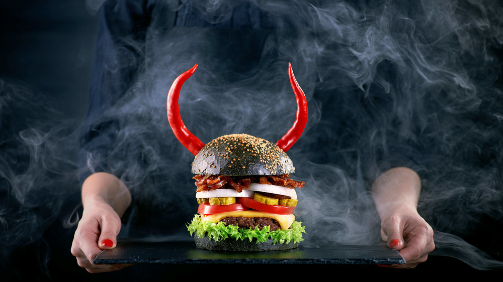 Spicy devil burger with bacon