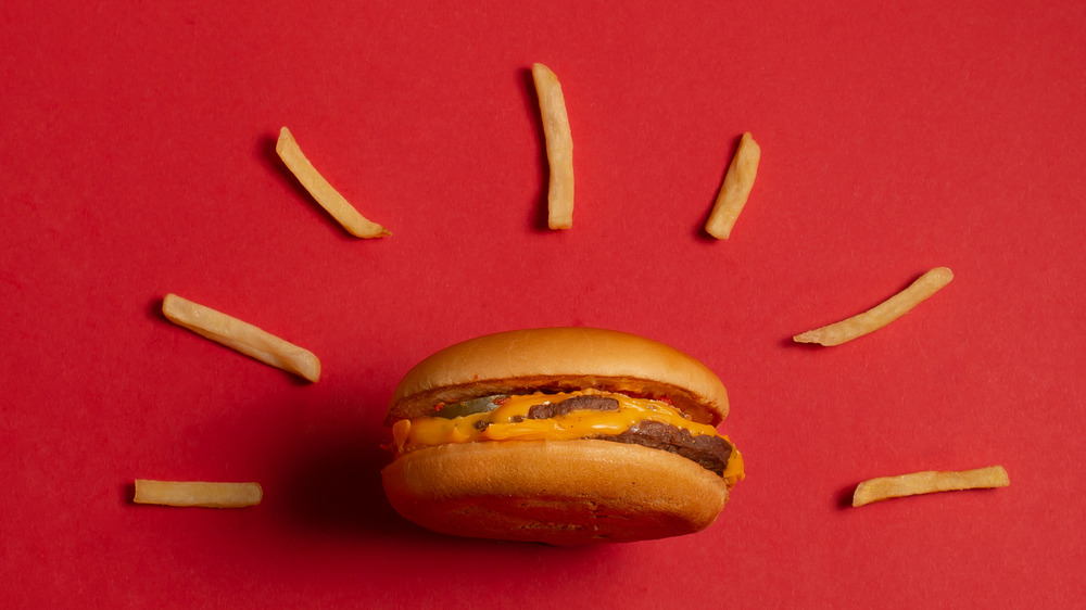 McDonald's burger with a french fries halo