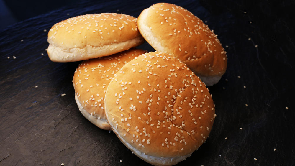 Burger buns on dark background