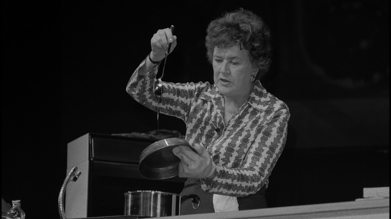 Julia Child doing a cooking demonstration