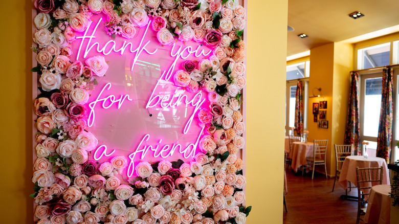 neon sign that says Thank You For Being a Friend