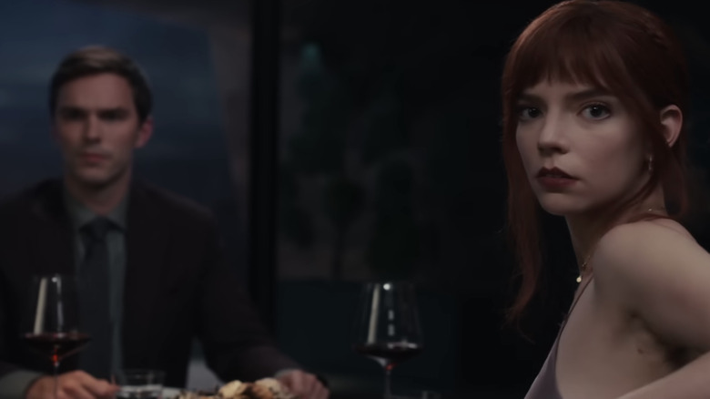 Anya Taylor-Joy and Nicholas Hoult in screenshot of 'The Menu' trailer