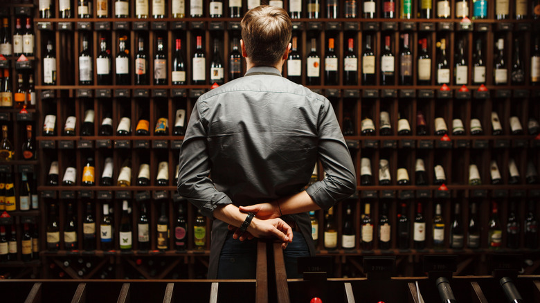 Shelves of wine bottles