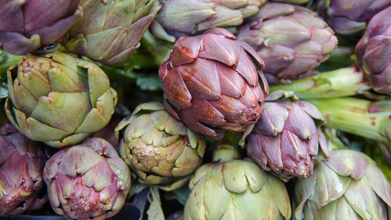 purple and green artichokes