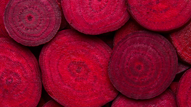 Closeup of red beetroot slices