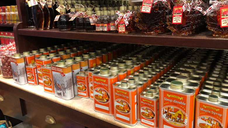 maple syrup products on shelves