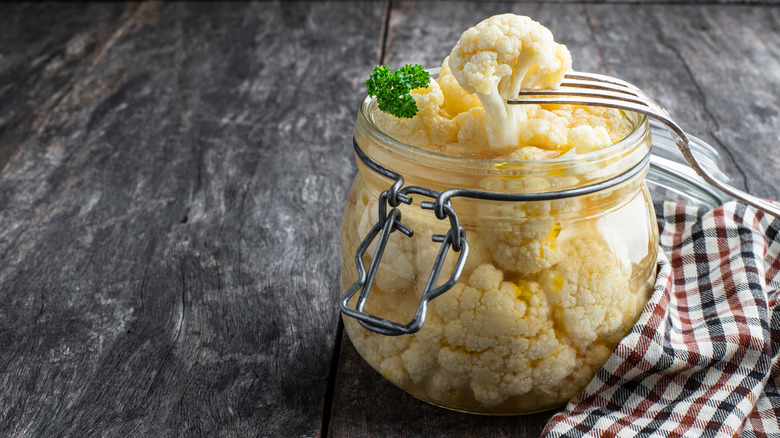 jar of pickled cauliflower