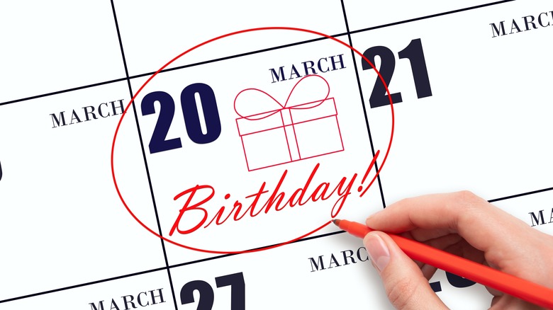 calendar with march 20th birthday