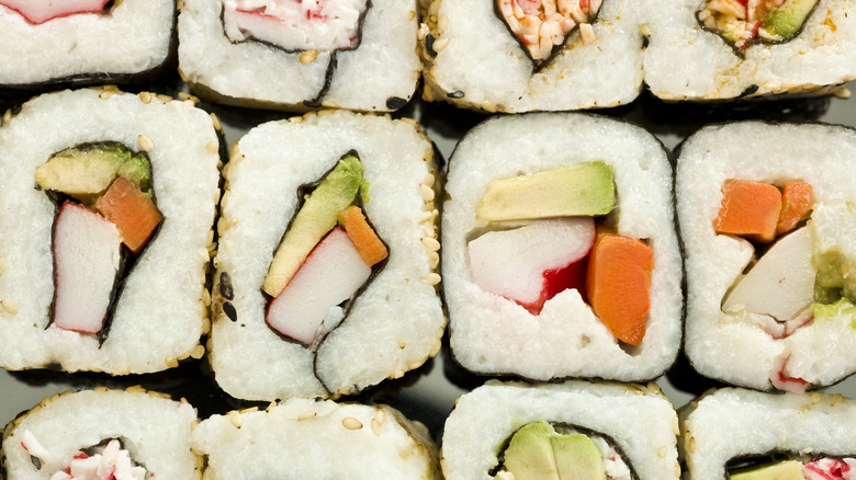 sushi rolls with imitation crab